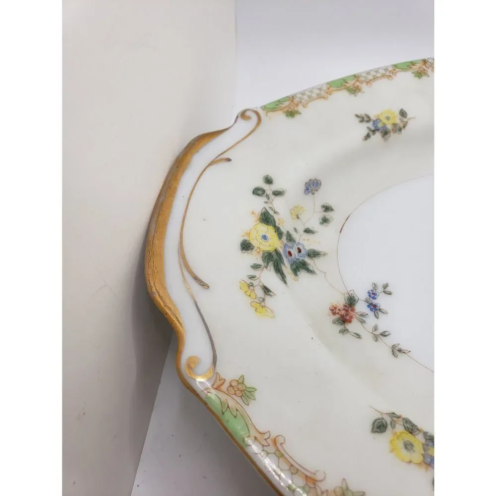 Vintage floral gold trim serving dish made in Japan